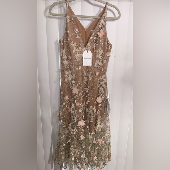 Dress the Population Beige Floral Midi Dress - Picture 1 of 3